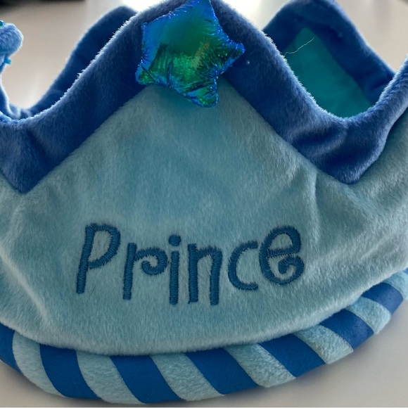 Baby Boy Newborn Blue Royal Prince Photo Shoot Soft Cloth Lightweight Crown Hat - Picture 4 of 4